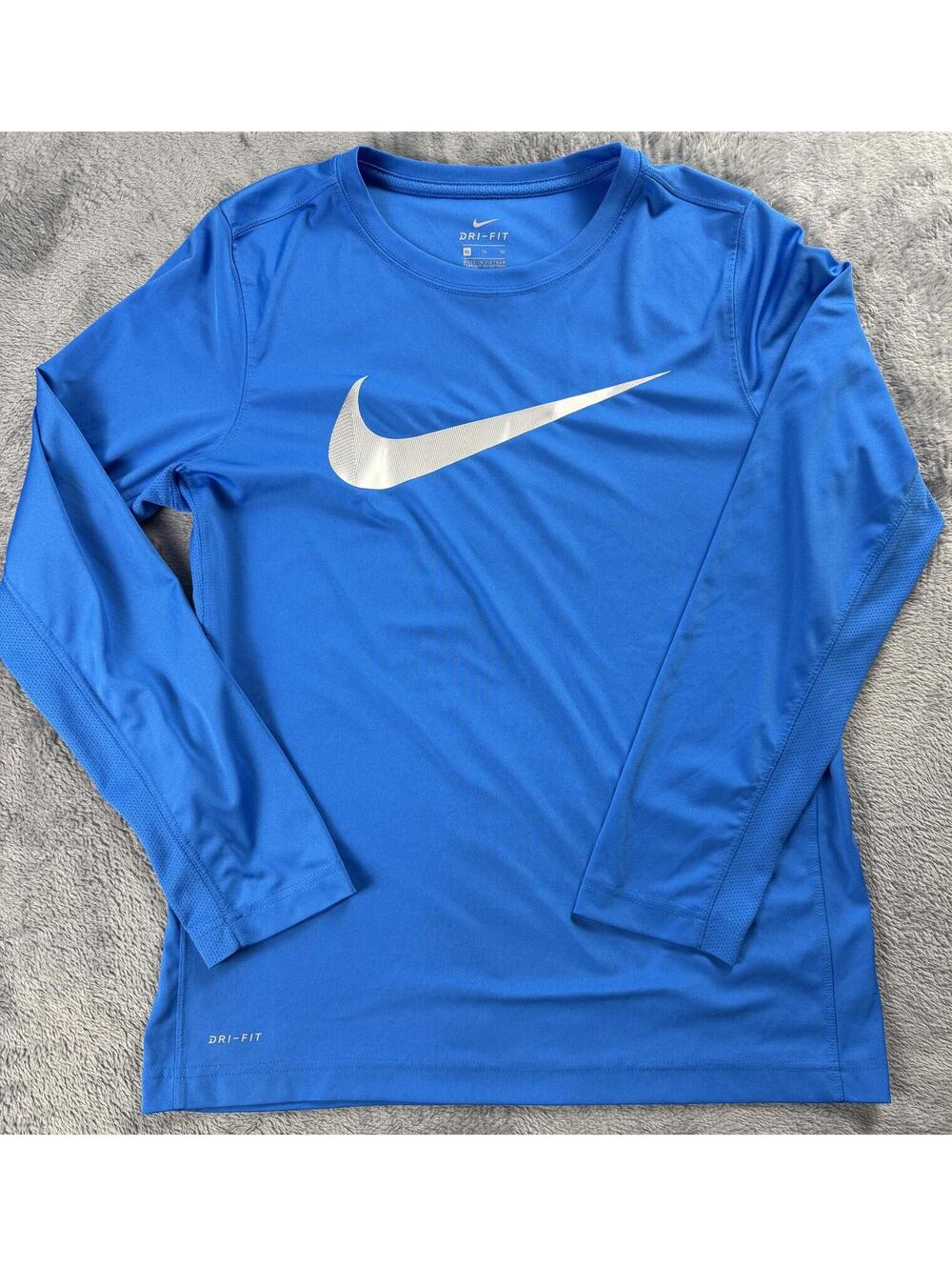 Nike Dri-FIT Long Sleeve Athletic Shirt Blue Unisex Size XL